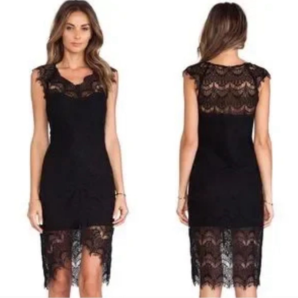 FREE PEOPLE Peek a Boo Black Lace Slip Dress M NWT